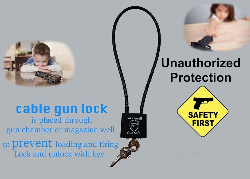 lockforall Cable Gun Locks with Keys Hunting Sports- Keyed Alike 15" Cable Gun Safe Lock CA DOJ Approved for Pistols, Handguns, Rifles, and Shotguns, Home, Storage Firearm Locking and Safety - Image 5